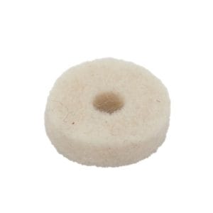 An off-white, round Oil Dipstick Felt Washer for Triumph TR2, TR3, TR3A, TR3B, TR4, TR4A, TR5, TR250 & TR6 is shown on a plain white background with a centre hole.