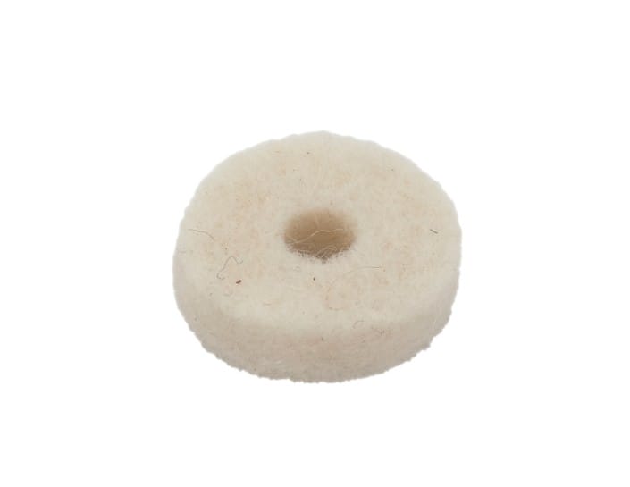 An off-white, round Oil Dipstick Felt Washer for Triumph TR2, TR3, TR3A, TR3B, TR4, TR4A, TR5, TR250 & TR6 is shown on a plain white background with a centre hole.