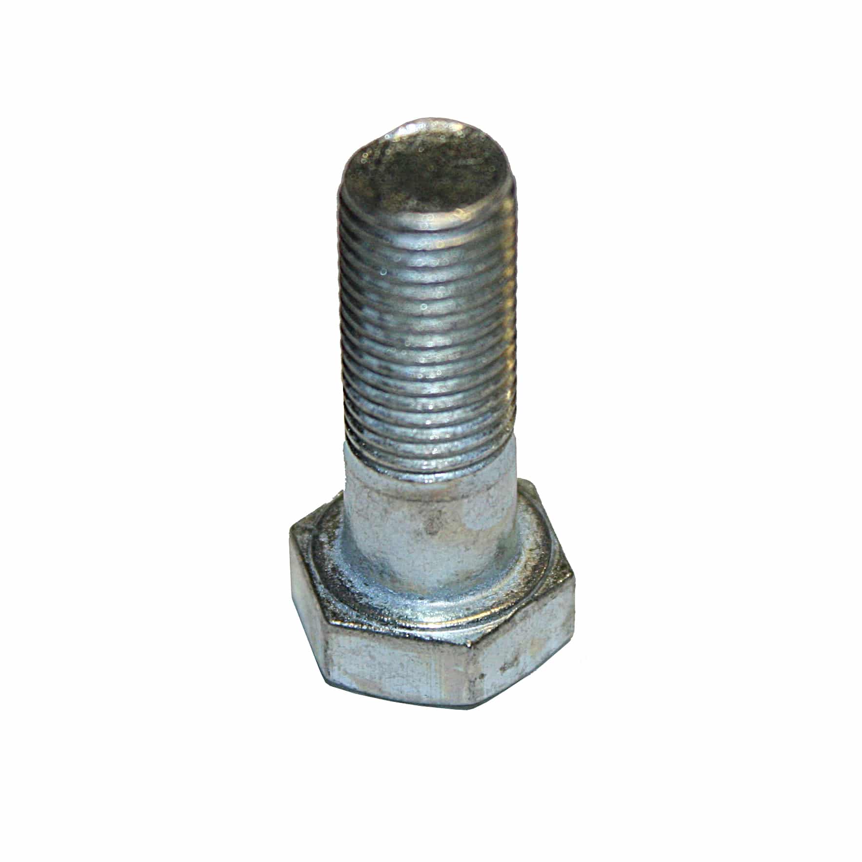 A close-up of a Brake Disc to Hub Attachment Bolt - TR3-6, upright on a white background. It has a threaded upper section and a hexagonal head, and is commonly used for securing brake discs on TR3-6 models.