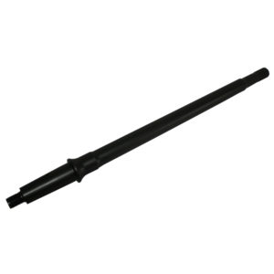 A black telescopic baton isolated on a white background, fully extended in front of a Racetorations Uprated Girling Half Shaft - TR3-3A.