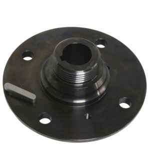 Racetorations Uprated Girling Axle Hub - TR3-4 for TR3-4 axle hub, with a threaded central hole and multiple bolt holes around the perimeter, positioned on a white background.