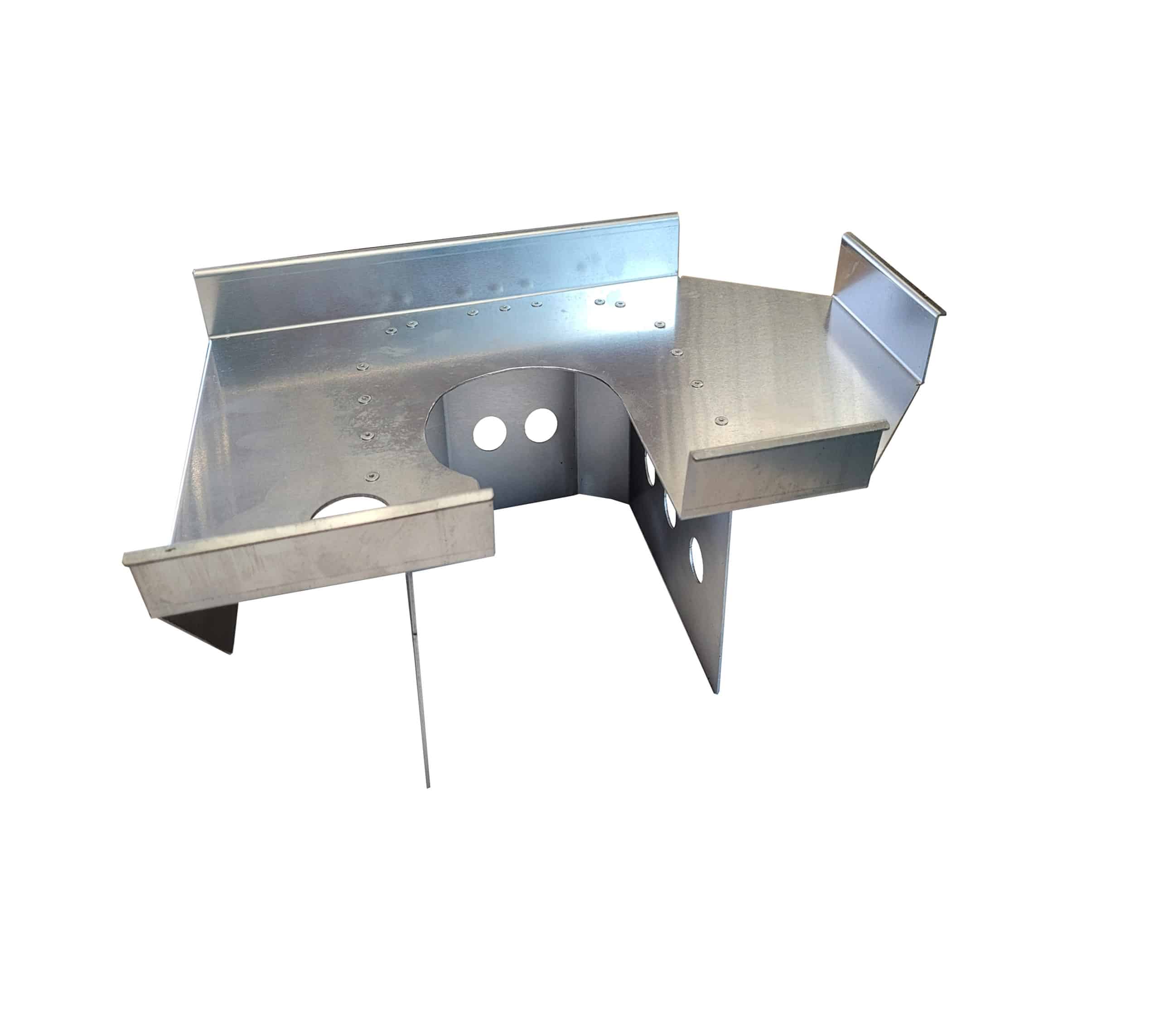 The image shows a Racetorations Aluminium Sump Baffle Plate for TR5-6, designed for track day or competition use, featuring multiple cut-outs and bent edges—ideal as an oil pump component in racing or industrial applications.