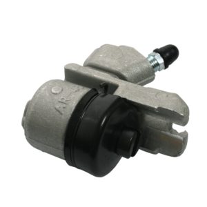 A new, Rear Brake Wheel Cylinder with a built-in brake pad and 9’’ backplate - TR3A-6, displayed on a white background.