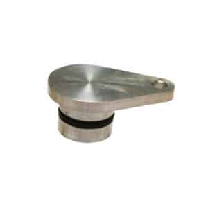 A Racetorations Aluminium Distributor Blank with a lever handle on a white background, typically used for connecting hoses in industrial applications like electronic injection engines.
