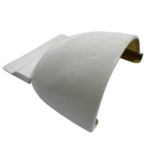 A white car hood isolated on a white background, showing some signs of wear and slight discoloration.