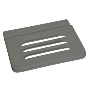 A Racetorations Vent flap Louvre - TR2-3A with three horizontal slits, designed to snap onto a vent, on a white background.