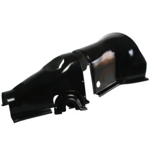 A black plastic snorkel used for Racetorations Split Gearbox Tunnel - TR4 vehicle engine air intake, isolated on a white background.