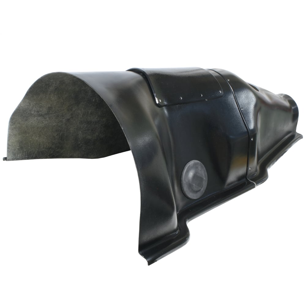 Racetorations Split Gearbox Tunnel Including Extra Inspection Panel - TR4 with glossy finish and visible details like bolt holes and curved edges. The fender appears unused and new.