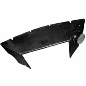 An image of a Racetorations Radiator Duct - TR6 with a triangular shape and a circular pivot point at its center, used for mechanical or structural support in TR6 radiator ducts.