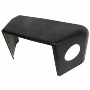 Black vinyl dashboard cover for a vehicle, featuring a smooth top surface and a Racetorations Radiator Duct - TR4 cut-out section on the left side, isolated on a white background.