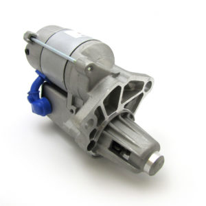 A new PowerLite High Torque Starter Motor, compatible with the Dodge Ram, featuring a blue plastic cap on a white background.