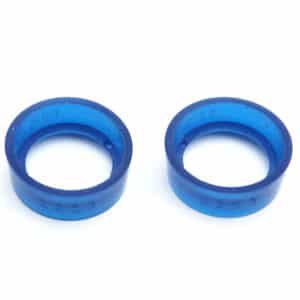 Two blue silicone o-rings with number "2253" marked on them, lying against a solid white background and labeled as SuperPro Trunnion To Vertical Seal - TR2-6.