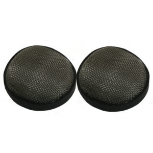 Two black, round Weber DCOE 40 air filter grilles with a metal mesh texture, displayed against a white background.