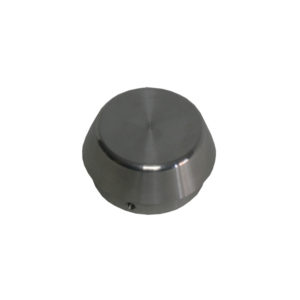 A metal cylindrical knob with a smooth, brushed finish and a slightly domed top. The knob is set against a white background, resembling the style of a Panasport Aluminium Wheel Centre.