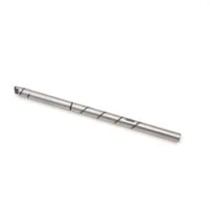 The Uprated Oil Pump Drive Shaft for TR2-4A & Morgan +4, featuring a metallic finish with a spiral groove, is shown diagonally on a plain white background.
