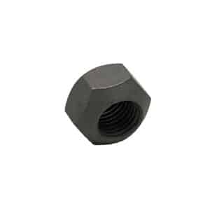 A single hexagonal metal nut with internal threading, shown against a plain white background.