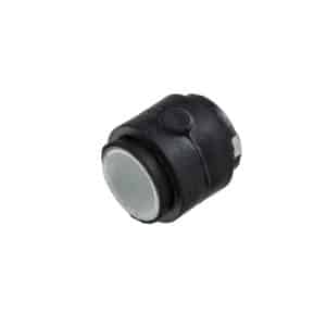 A cylindrical black rubber TR2-6 Steering Column Bush with a white inner sleeve.