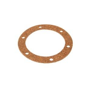 A flat, round Fuel Sender Unit Cork Gasket for Triumph TR2 to TR6, featuring six evenly spaced holes near the edge and displayed on a white background.