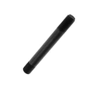 A black Stud with threaded ends, shown on a white background, this Stud 3/8" UNF - Rocker Pedestal to Head - Triumph is designed for use on Triumph Rocker Pedestal assemblies.