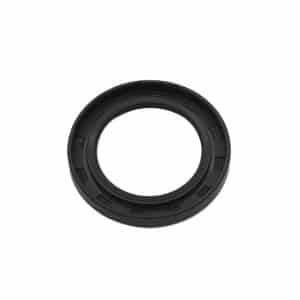 The TR5-6 Timing Cover Seal is a black rubber oil seal ring for TR5 and TR6 engines, featuring a smooth inner circle and a subtly textured outer edge, displayed on a plain white background.