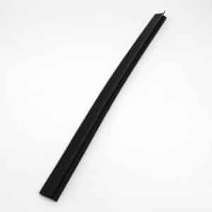 A long, thin, black rubber strip with an angled edge, photographed on a white background.