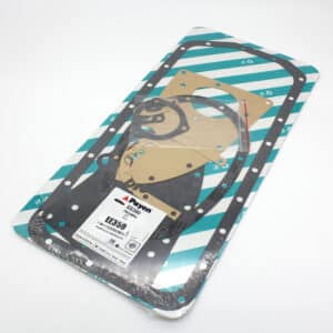 A packaged automotive gasket set with multiple gaskets and parts, labelled “Payen EE950”, displayed on a blue-and-white striped backing.