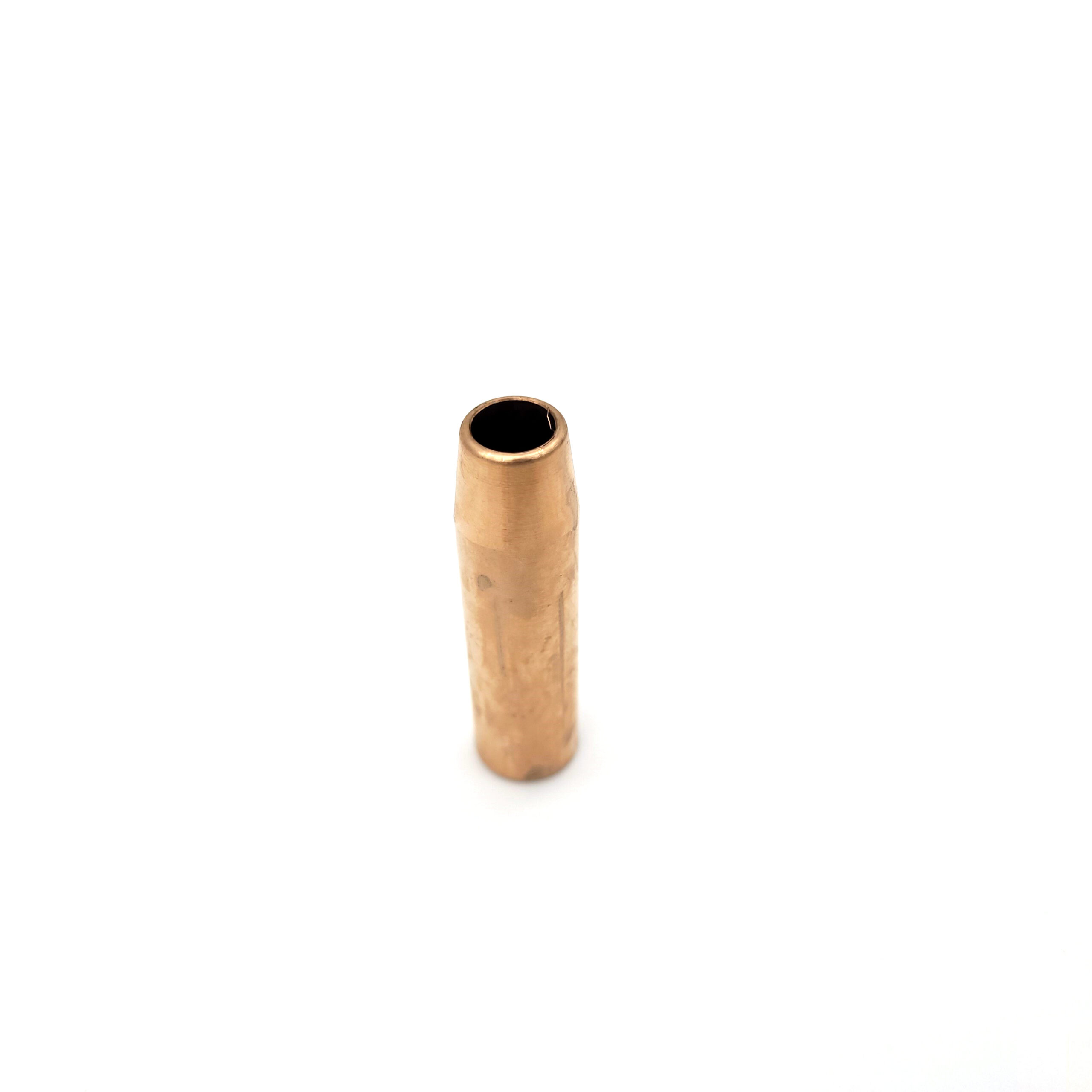 A single empty brass bullet cartridge case, resembling a Racetorations Colsibro Valve Guide from the TR2-4A & Morgan +4 set, stands upright on a plain white background.