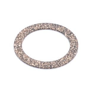 A flat, circular cork gasket for Racetorations rocker cover cap, featuring a speckled beige and brown texture, shown from above on a white background—perfect as an original or replacement seal.
