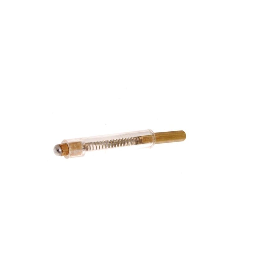 A close-up of a small, cylindrical Triumph TR4, TR4A, TR5, TR250 & TR6 Horn Brush (Pencil) with visible spring and brass contacts