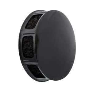 The Air Filter Triumph TR2 SU H4 Carb is a round, black metal vent cover with a domed top and open side slats showing a mesh filter, made for classic Triumph TR2s with SU H4 Carb set-ups.