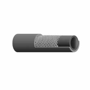 A cross-section illustration of the black rubber Servo Hose Triumph TR5, TR250 & TR6 reveals an inner tube, mesh-like reinforcement layer, and outer layer, with a cut-away section displaying the internal structure.