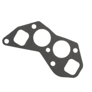 A "High Port" Manifold Gasket for Triumph TR3 to TR4A and Morgan +4—black in colour, featuring an irregular shape with five differently sized holes commonly used in automotive or machinery applications—is displayed against a white background.
