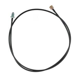 The Oil Pipe Engine to Gauge for Triumph TR4A to TR6 Carburettor Models, featuring a black cable with a metal connector on one end and a brass connector on the other, is shown against a white background.