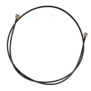 An Oil Pipe Engine to Gauge for Triumph TR5 and TR6 Petrol Injection models, featuring a black cable with metal connectors at both ends, is displayed coiled in a loose circle on a white background.