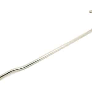 A long, stainless steel Water Pump Housing to Heater Pipe designed for Triumph GT6, Vitesse & 2000 Mk 2 Saloon models, featuring one straight end and one hook-like curved end—perfect for water pump housing installations; shown lying on a white background.
