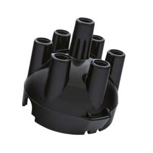 Black Plastic Distributor Cap with 6 cylindrical prongs, designed for Triumph TR5 to TR6 Lucas 22D6 and 25D6 Distributors