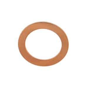 A Copper Sealing Washer 1″ with a round inner hole, viewed from above on a white background.