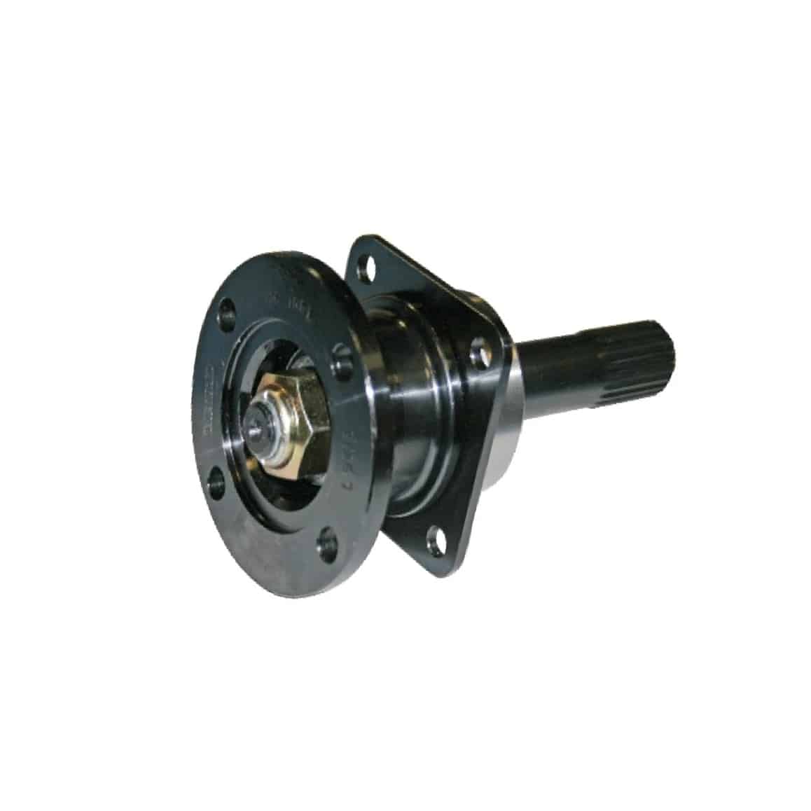 Inner Halfshaft Assembly RH Triumph TR4A to TR6, a black metal assembly featuring a circular mounting flange with four bolt holes and a splined shaft end.