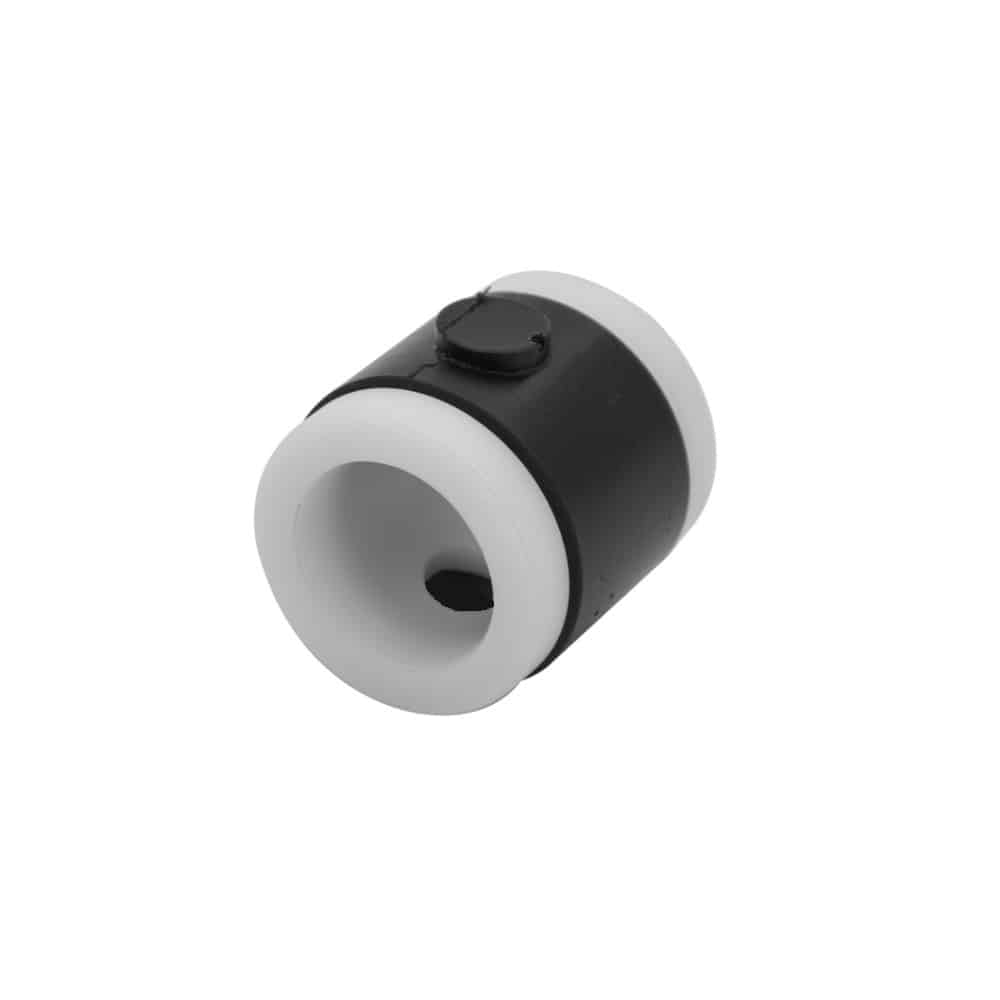 Uprated Steering Column Bush Triumph TR2 to TR6 consisting of a cylindrical white plastic bush with a black polyurethane band around the centre.